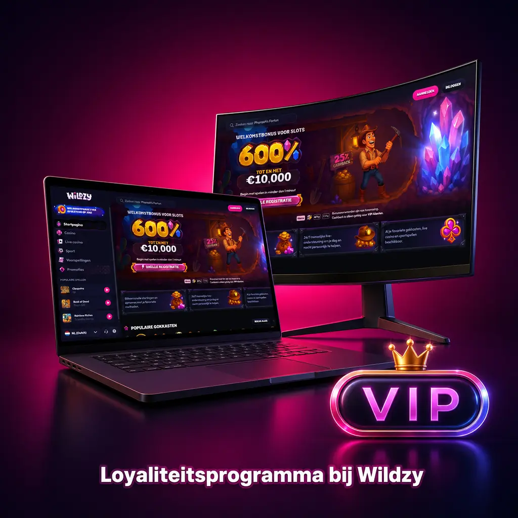 Wildzy loyaliteitsprogramma niveaus: Brons, Zilver, Goud, Platina en Diamond met punten en beloningen