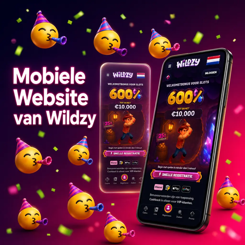Wildzy mobiele website geoptimaliseerd voor smartphones en tablets met volledig casino en sportweddenschappen