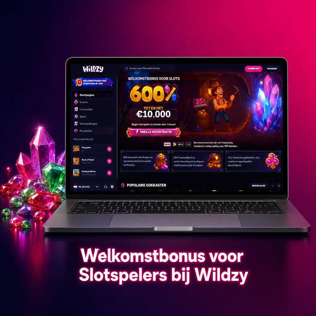 Wildzy welkomstbonus 600% tot €10.000 voor slotspelers met cashback en loyaliteitsprogramma