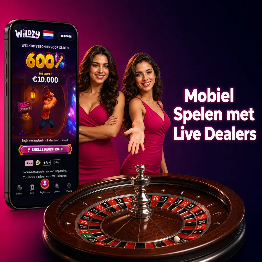 Mobiel spelen bij live casino op iOS en Android met HD-videostream en dealerchat via Wildzy